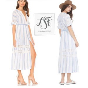 LoveShackFancy Eden Boho Prairie Lace Detail pearly Button Front size 6 Dress